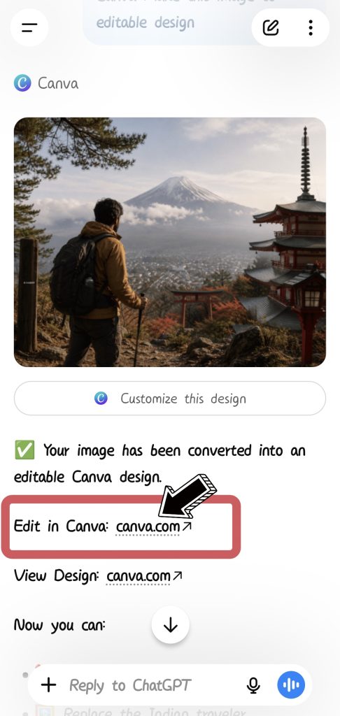 Click on edit in Canva