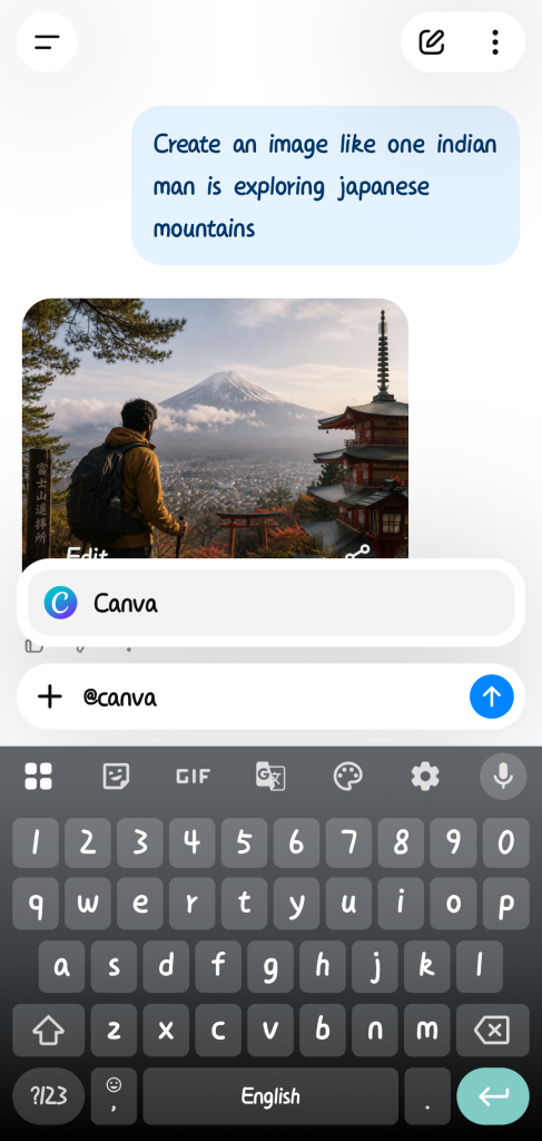 Type @Canva in Chatbox